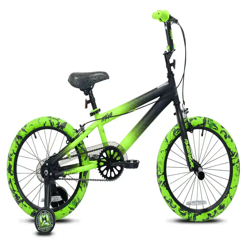 

18" MG18 BMX Boy's Bike, Black and Green For Age 4-10 Boys and Girls Before School Gift
