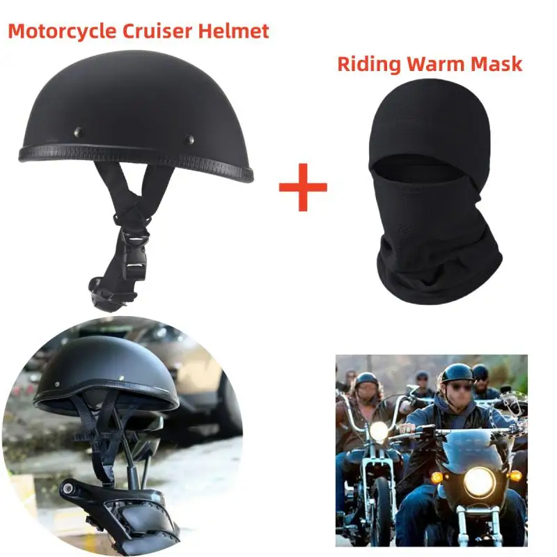 

Vintage Motorcycle Cruiser Helmet Half Face German Helmet Motorcycle Helmet Bright Black Car-styling DOT Motorcycle Equipments