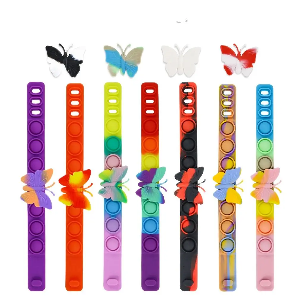 

Butterfly Pop Bracelet Fidget Toys Push Popper Bracelets Adjustable Stress Relief Pops Wristband Sensory Poppet Popper Toy