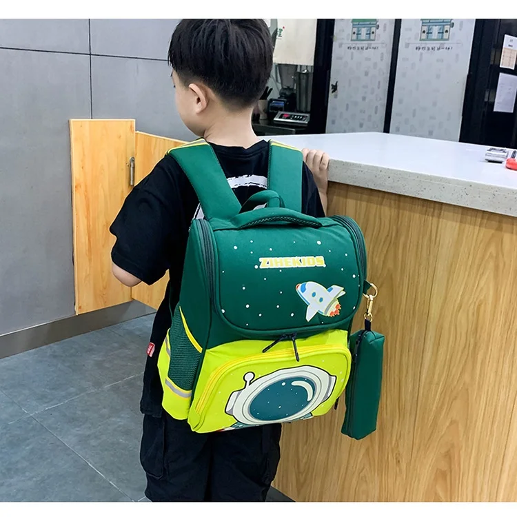 Girl Boy Students Astronaut Cartoon Space Schoolbags New Children Fashion British Style Backpacks with Pen Bag for Grade 1-3 Hot