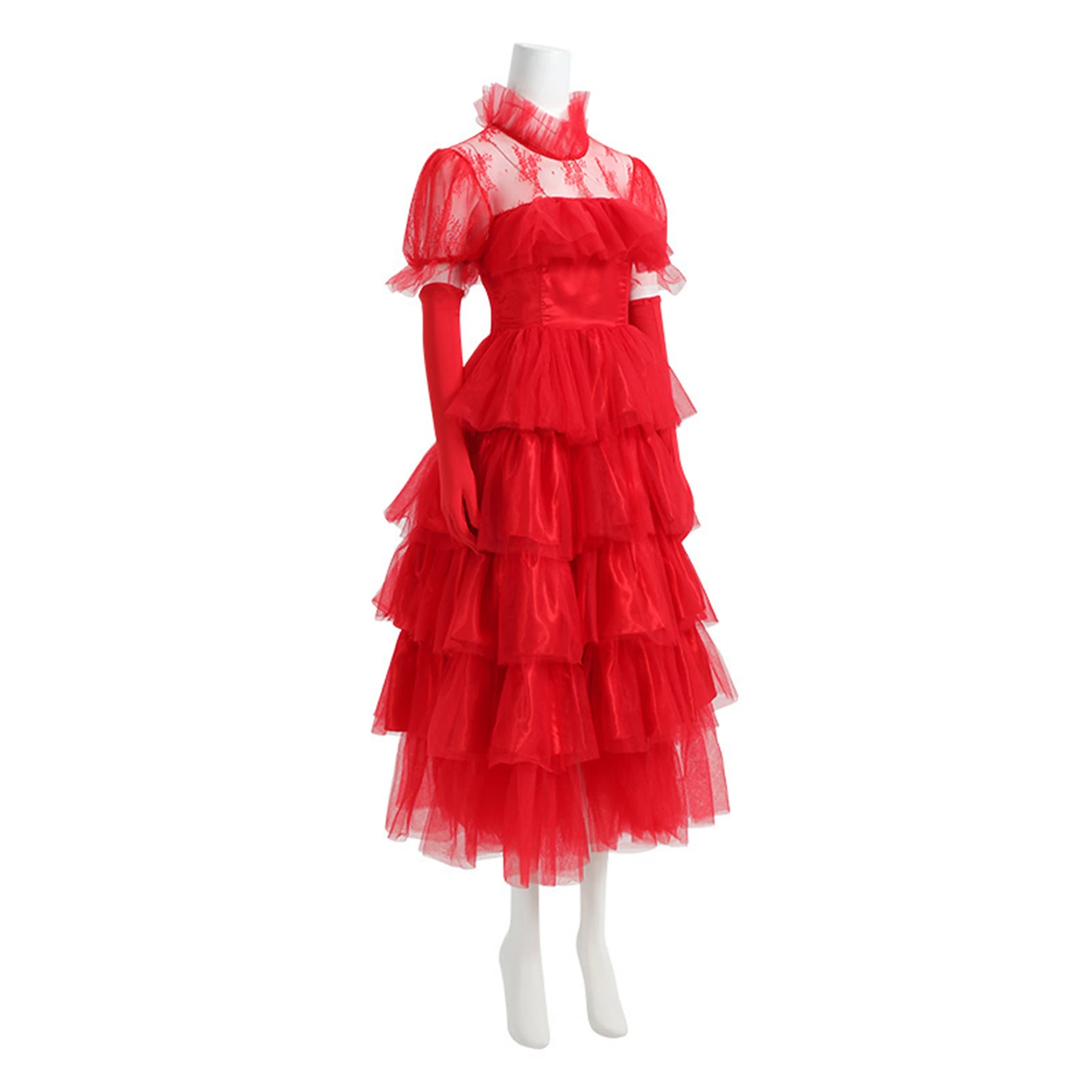 Костюм для косплея невесты Lydia Deetz средневековое красное свадебное платье