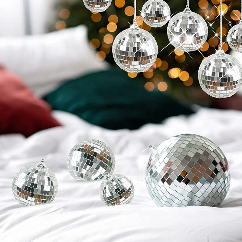 

6pcs Mirror Balls Party Shining Ball Hanging Christmas Laser Reflective Glass Balls 3/4/5/6/7cm Disco Xmas Tree Home Decoration