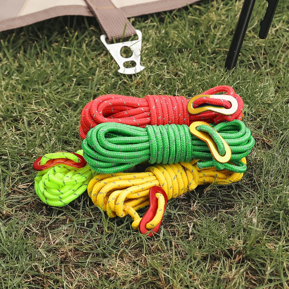 

Outdoor reflective rope wind rope buckle 4m umbrella rope tent fixed rope canopy night light rope camping windproof rope