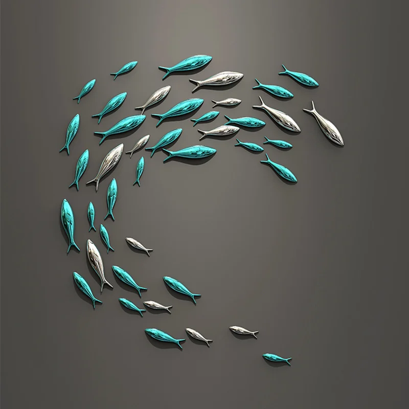 

Креативное настенное украшение с подвеской, 3D Гальваническая паста, ресторан, ТВ, фон с рыбой, украшение для стены