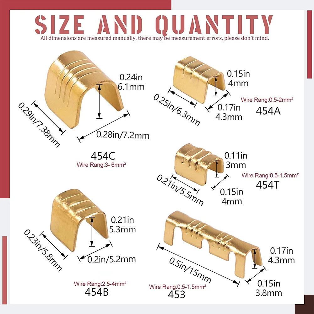 500 шт. медные кольцевые клеммы U-образной формы стандартный ассортимент