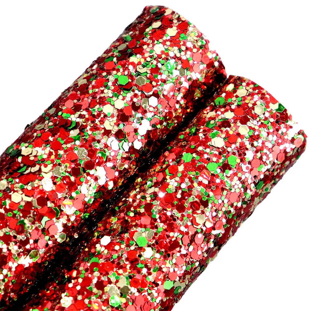 Смесь красных зеленых и золотых цветов в рулоне 30x134 см Рождественская массивная