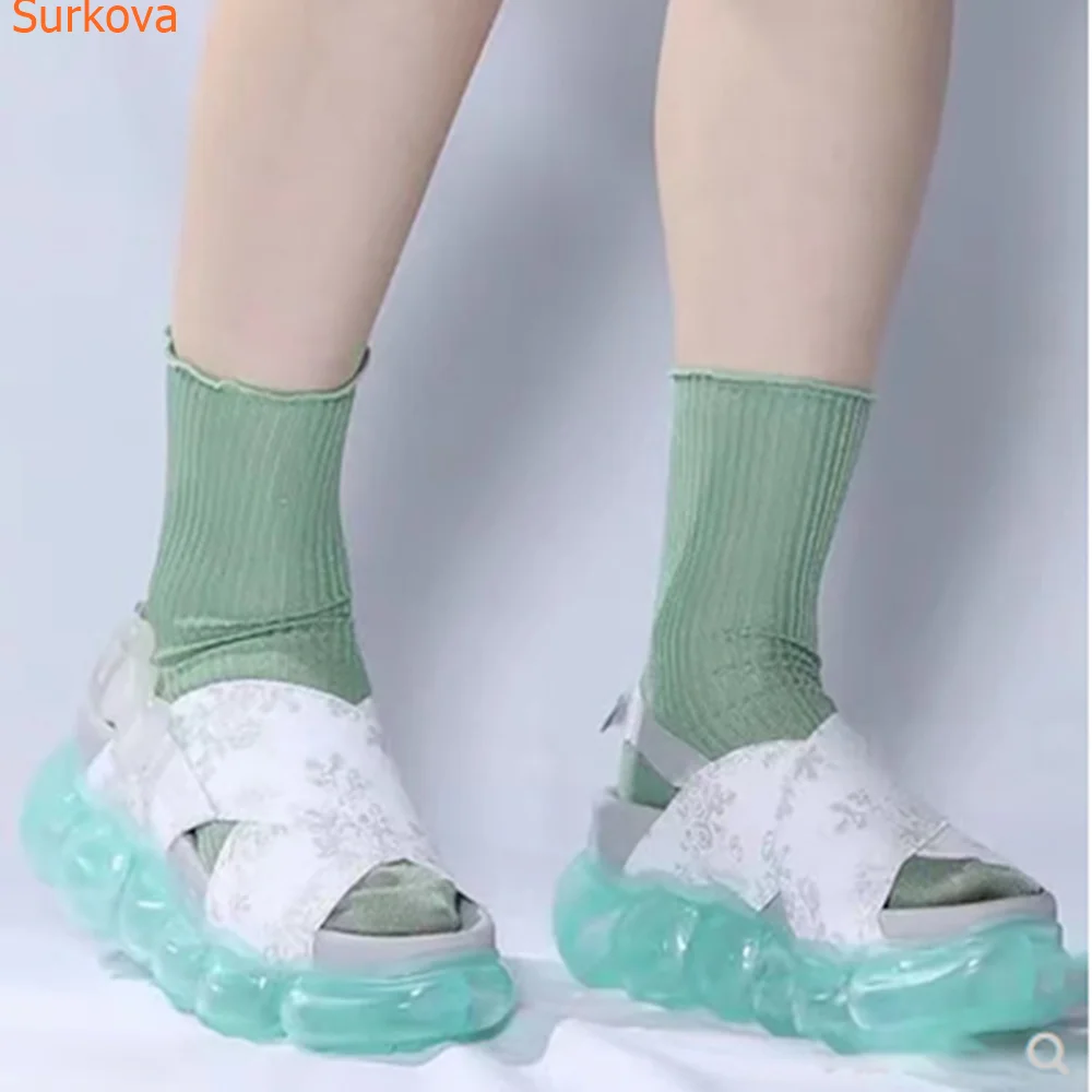 Soft-soled Back Strap Thick-soled Sports Sandals Summer All-match Casual Peep Toe Cross Tied Platform Slip On  2023 Women Shoes