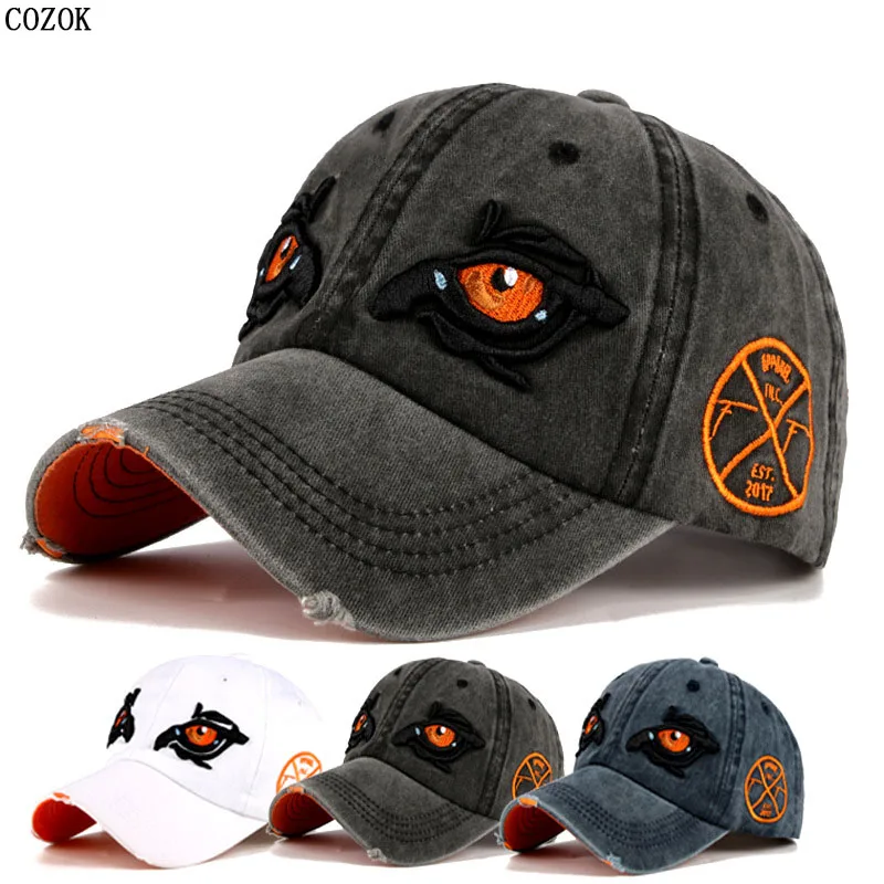 Washed Czapka Z Daszkiem Eagle Eye Three-Dimensional Embroidery Baseball Cap Summer Sun Protection Fashion Deportes Y Ocio Hats