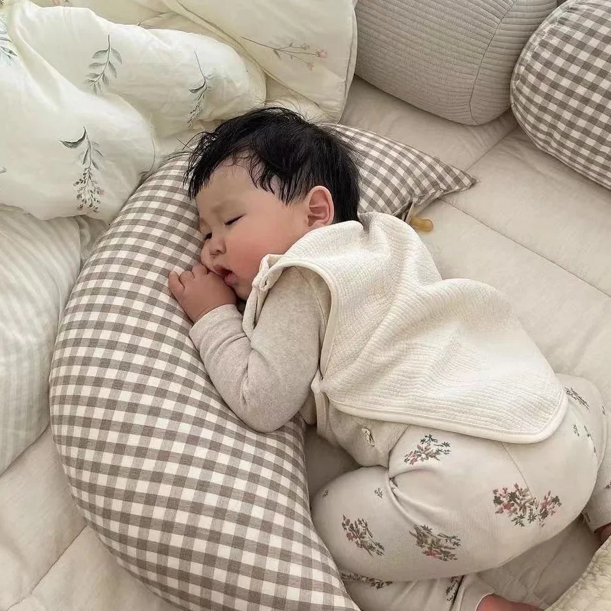 INS Baby Moon Soothing Pillow Plaid Super Soft Children's Sleeping Breastfeeding Cushion Newborn Bedding Decoration 60cm