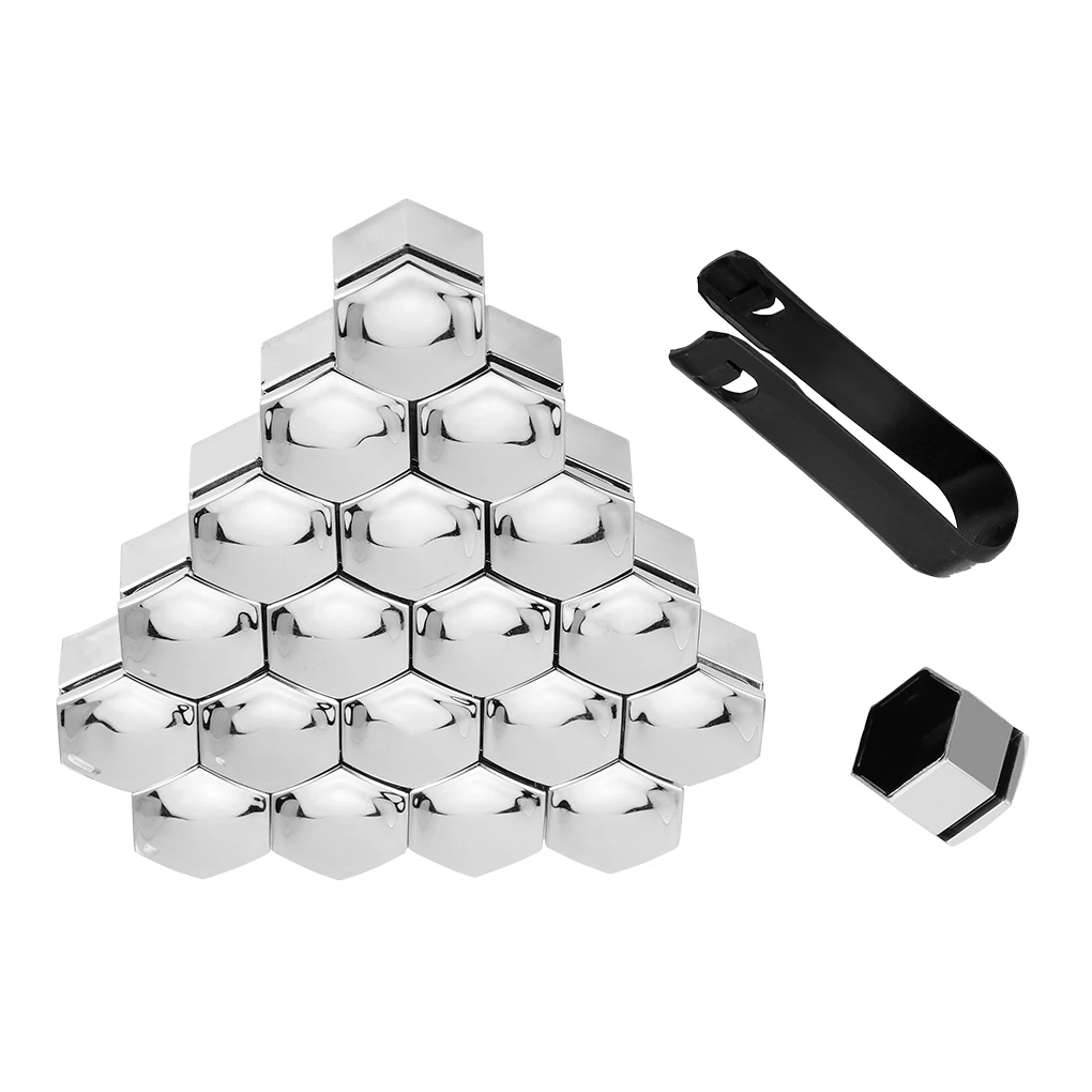 

1/2/3/5 Car Wheel Nut Caps Auto Hub Screw Cover Thread Design Dust-Proof Saving Time Special Socket Protection 21mm Sliver