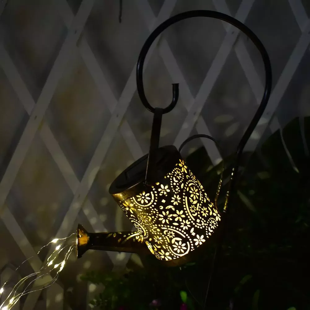 

NEW IN Creative Garden Solar LED Lights Watering Can Sprinkles Star Art Lamp Twinkle Shower Fairy String Lights Street Decor Law
