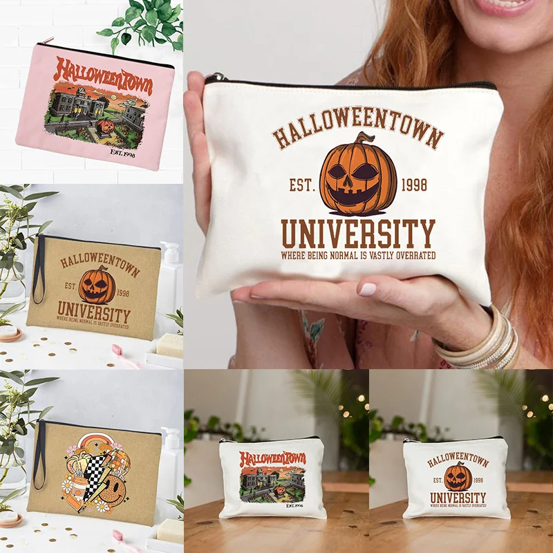

Halloweentown University Cosmetic Pouch Pumpkin Lipstick Bag Halloween Gift Organizer Bag Witch Cosmetic Bag Toiletry Bag