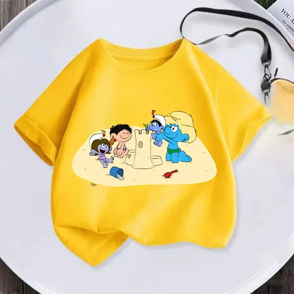 Smurfs omeloned Детская одежда Одежда для девочек мальчиков летняя детская футболка