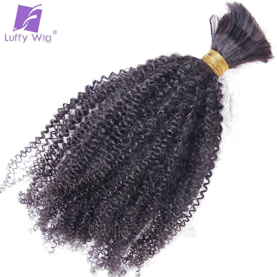 Mongolian Afro Kinky Curly Bulk Hair Human Hair Bulk For Braiding No Weft Braids Extensions Bundles 1/2/3PCS/Lot Luffywig
