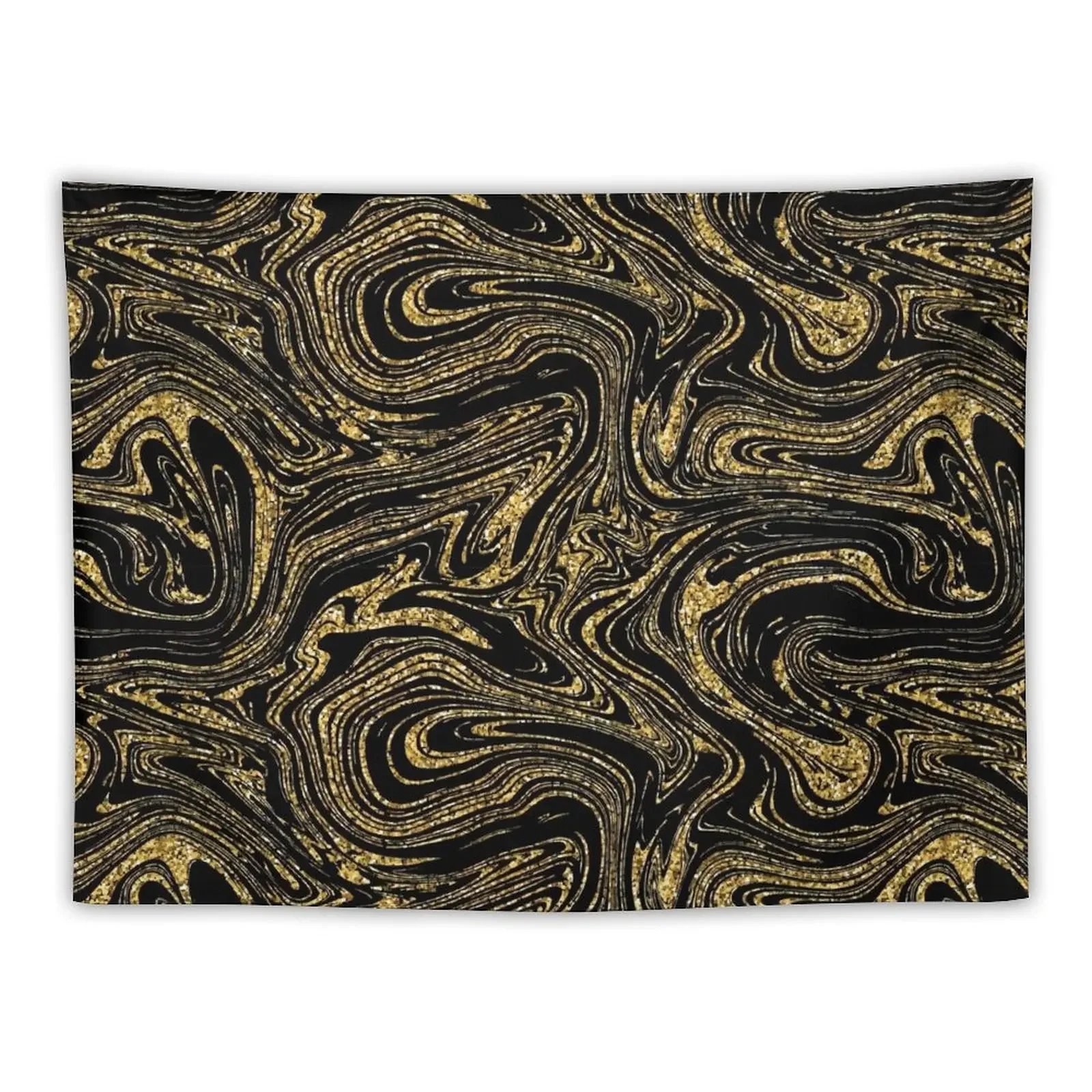 Черно-золотой мраморный гобелен