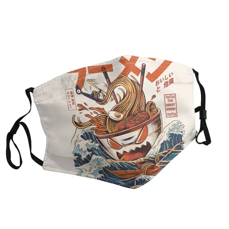 

Многоразовая маска для лица The Great Ra men Off Kanagawa, мужская маска для лица Nekomanger Neko Mancer, пылезащитный чехол, респиратор, маска для рта