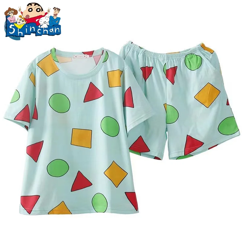 Домашние костюмы Kawaii Crayon Shin-chan одежда для сна Женская пижама с коротким рукавом