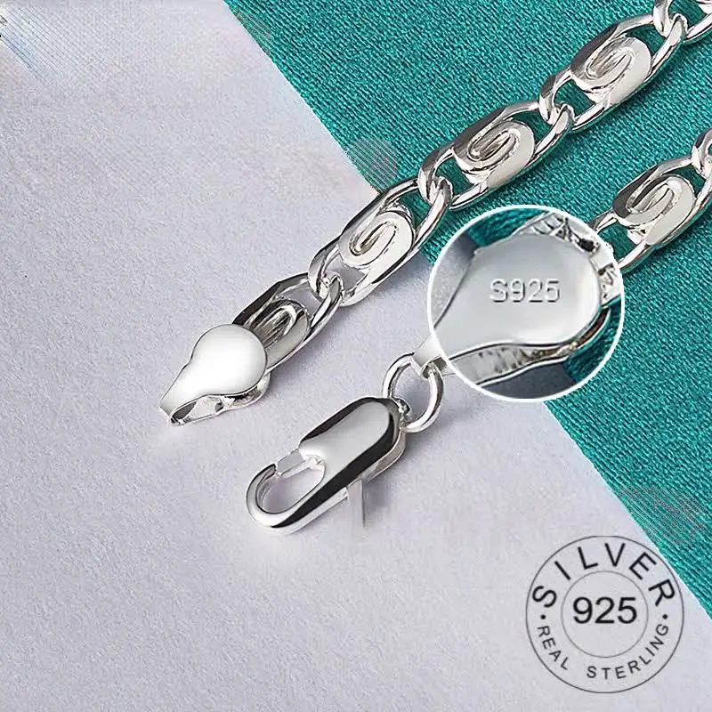 Женские и мужские браслеты из серебра 925 пробы цепочка с отверстиями модный