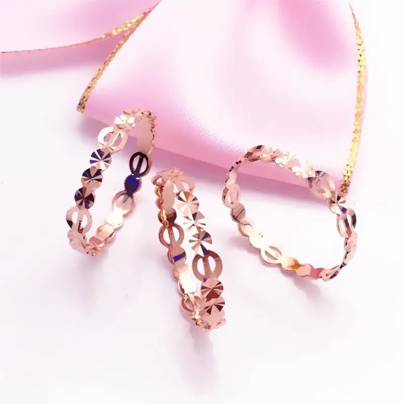 

585 purple gold 14k rose gold hollow design Flower Piece ring ladies opening Japanese and Korean styleglamour party jewelry