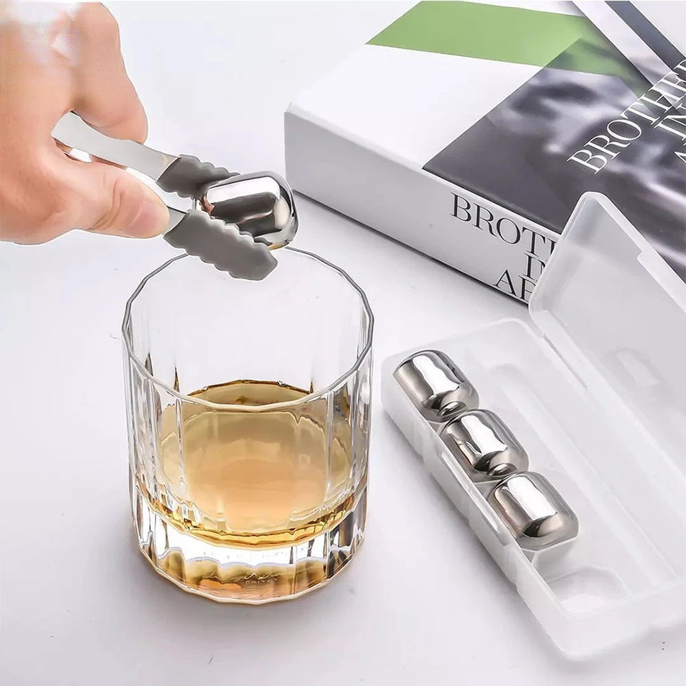 

Circle Joy Ice Cube Stainless Steel Cooler Stone Washable Long-term Use Ice Maker for Whiskey Wine Corks Fuit Juice