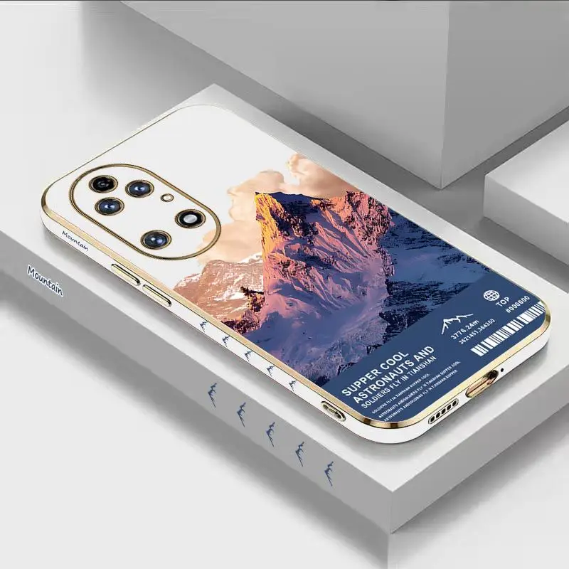 

Mountaintop View Luxury Plating Phone Case For Huawei P50 P40 P30 P40 Lite P20 Pro Nova 10SE 9SE Mate 50 40 30 Pro Cover