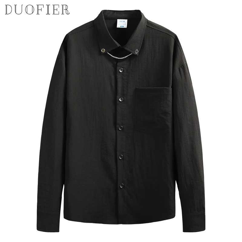 

New Men's Casual Blouse Shirt Loose Tops Long Sleeve Tee Shirt Streetwear Spring Autumn Summer Casual Handsome Men Shirt