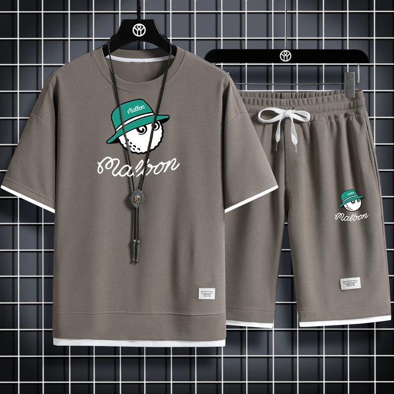 Conjuntos de Golf para hombre, chándal coreano de moda, camisetas de manga corta y pantalones cortos deportivos, traje informal,