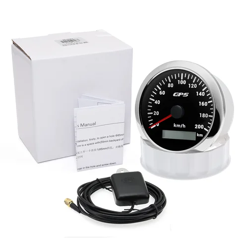 A 85 мм GPS-спидометр для мотоцикла, морской лодки, 30 ~ 200 кГц, измеритель скорости для лодки, автомобиля, грузовика с GPS-антенной, 7 цветов подсветки