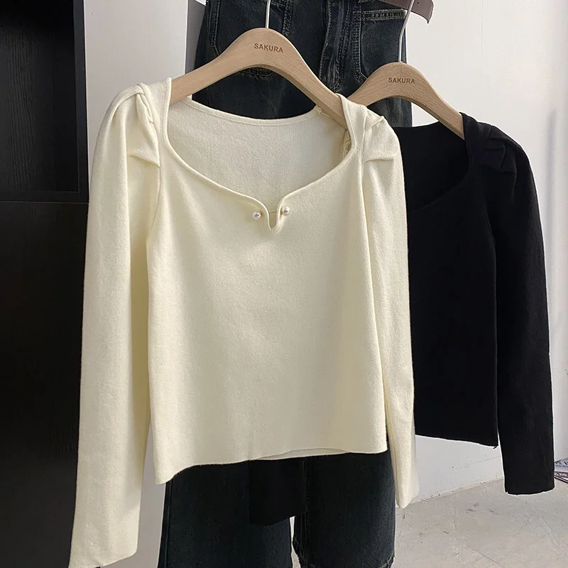 Женский жилет с квадратным воротником и открытой шеей длинным рукавом