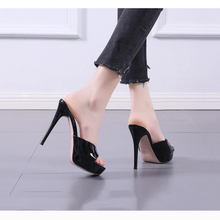 Шлепанцы женские на высоком каблуке сандалии 12 см пикантные Клубные босоножки