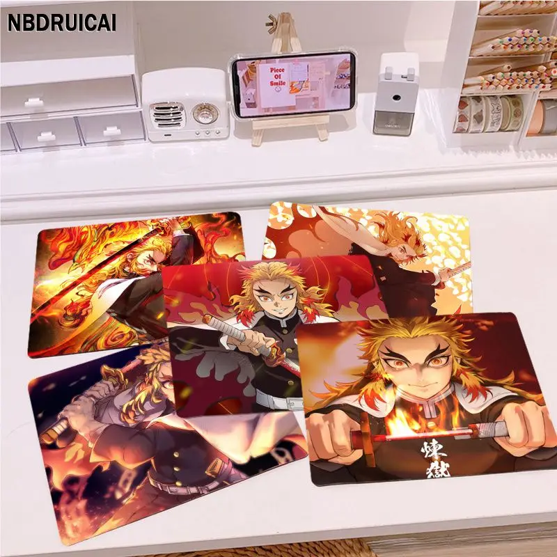 

Anime Demon Slayer Kimetsu No Yaiba Rengoku Kyoujurou Rubber Small Table Mat Computer Keyboard Pad Games Pad Desk MatAccessories