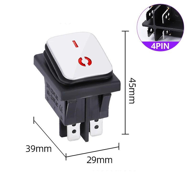 

Водонепроницаемый тумблер KCD4 из нержавеющей стали, тромбит/6-контактный электрический выключатель с источником питания, 16 А, 250 В, 20 А, В переменного тока