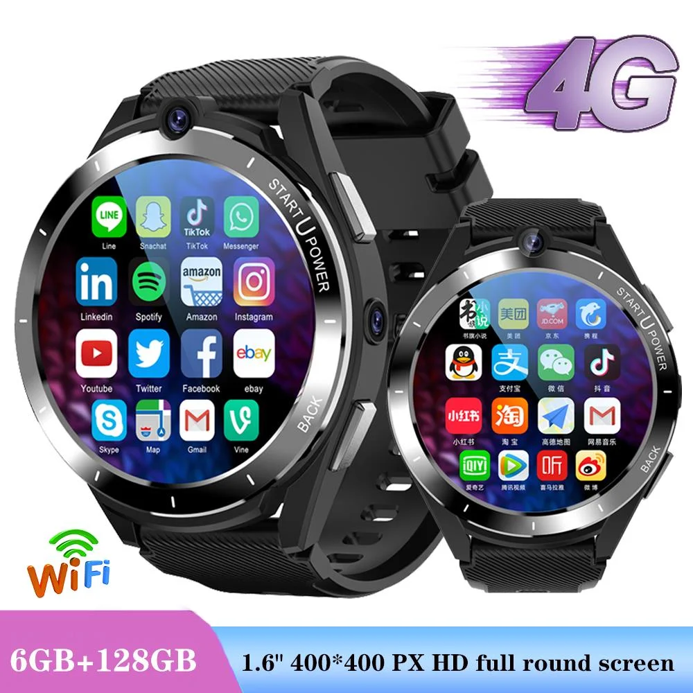 

4G Full Netcom Smart Watch Men RAM 6GB ROM 128GB GPS WIFI HD Video Call Waterproof Women Smartwatch Dual Camera Heartrate Sports