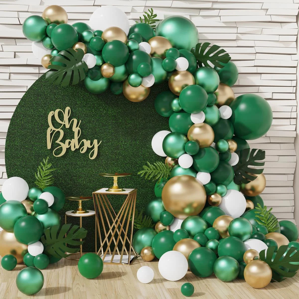 

Зеленая гирлянда с воздушными шарами, дневная яркая гирлянда в джунглях, украшение для детского дня рождения, детская Праздничная цепочка