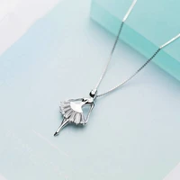 s925 silver necklace pendant female sweet diamond studded ballerina princess girl collarbone chain female