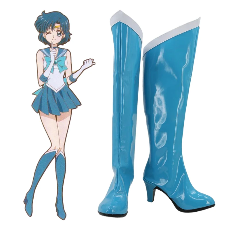 Обувь Sailor Mercury Ami Mizuno ботинки для косплея карнавальные на Хэллоуин индивидуальный
