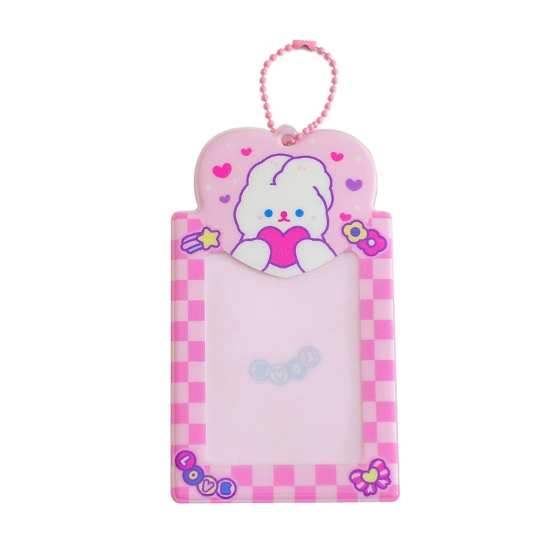 

Kpop Idol Photocards Storage with Keychains Sweet Girls Cartoon Bus Card Holder Photo Sleeves