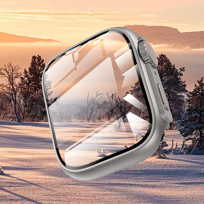 Modification Mod Kit Glass Protector Plastic Case Nylon Alpine Loop Strap For Apple Watch 8 7 6 5 4 SE Band Change to Ultra 49mm