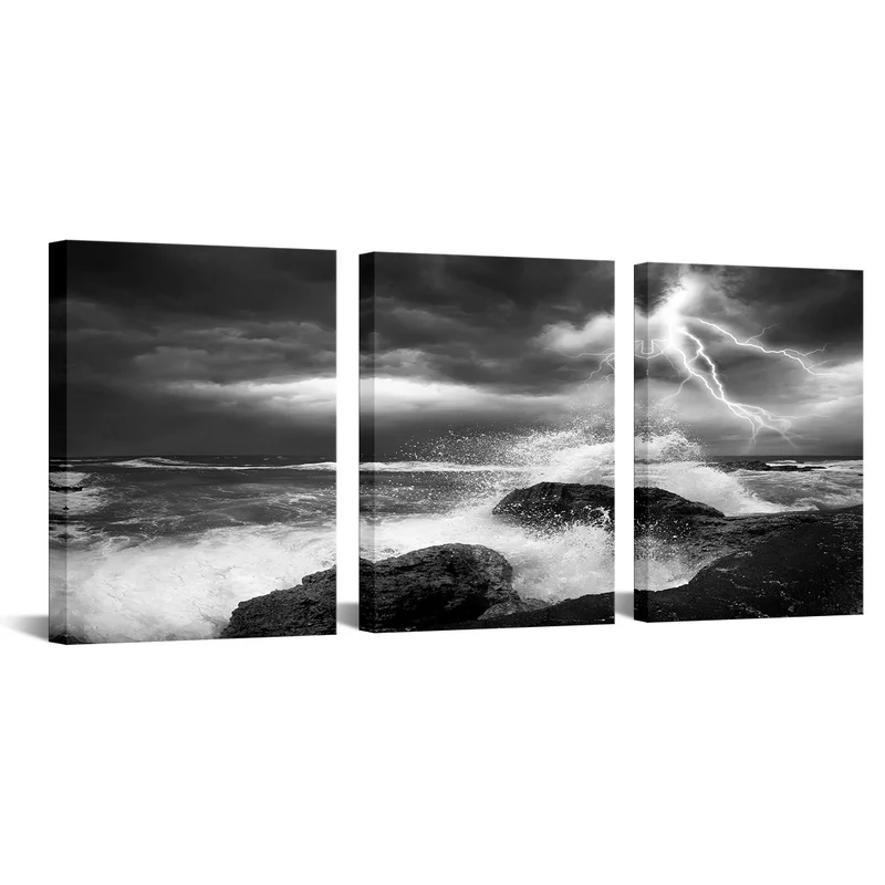 

3 шт., настенный плакат «Гроза над океаном»