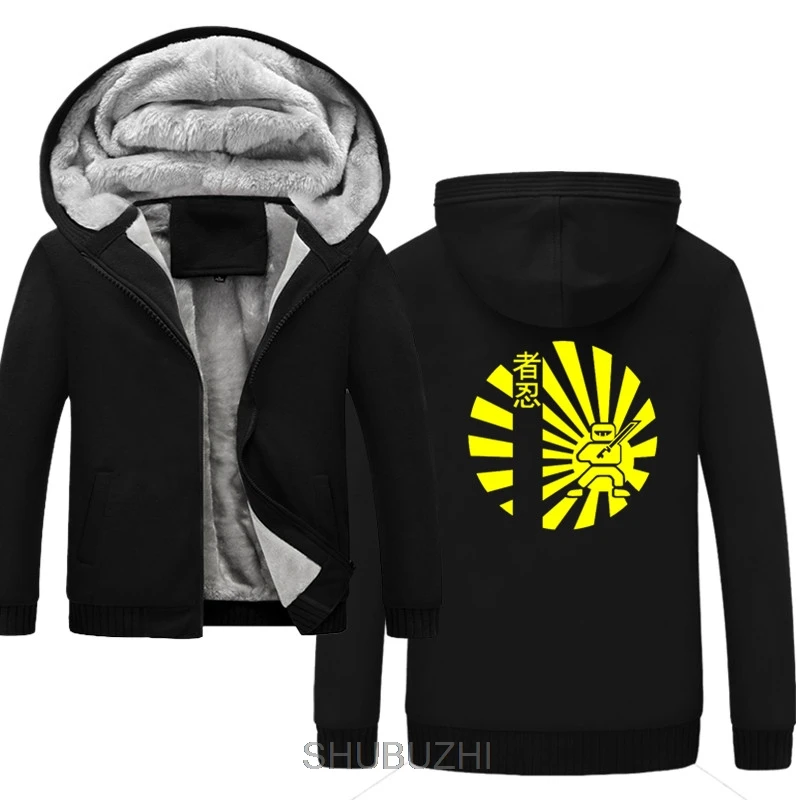 

Japanese samurai ninja Velvet Fleece Warm Men's Jackets Coats Solid Casual Tracksuits Homme Hoodies Thick Hoody