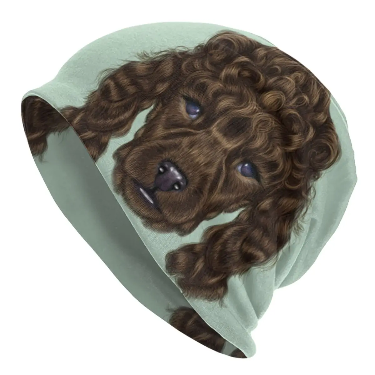 

Autumn Winter Hat Brown Dog Portrait Soft Thin Knitted Hat Outdoor Warm Cold Proof Bonnet Cap