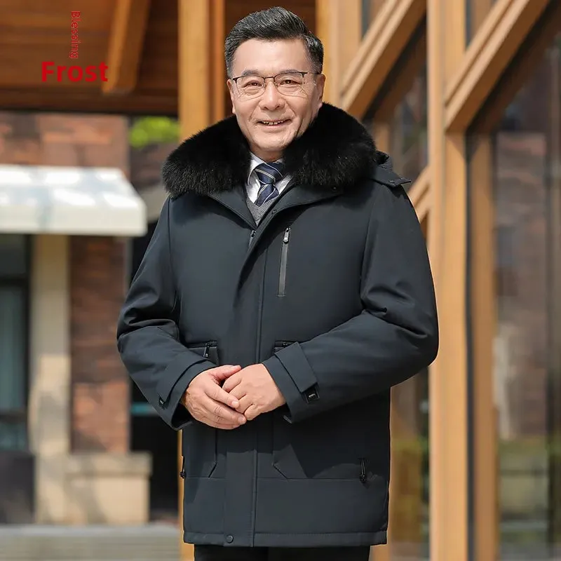 Утолщенное пуховое пальто для мужчин среднего и пожилого возраста повседневная