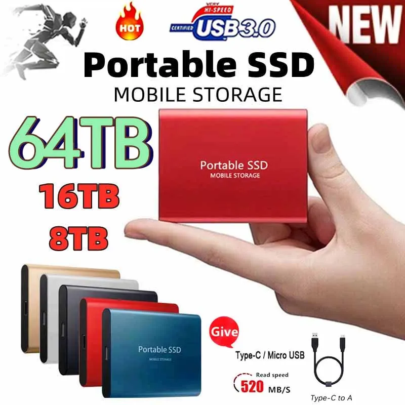 

Оригинальный жесткий диск Ssd 64 ТБ 2 ТБ SSD 2,5 дюйма 500 Гб, жесткий диск, жесткий диск, портативная электроника для телефона