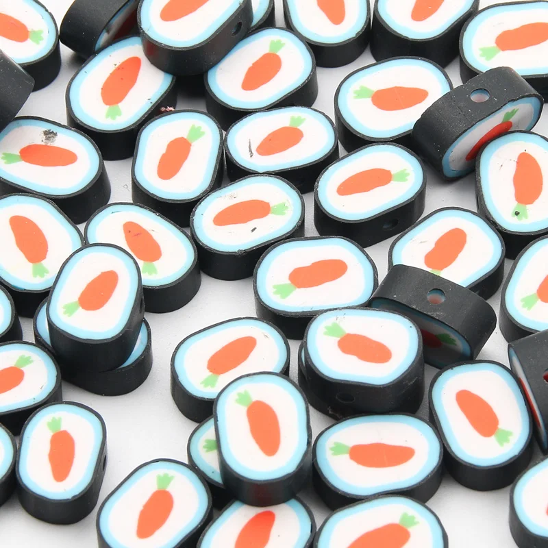 

Бусины россыпью из полимерной глины, овальные разделительные бусины с морковским узором для изготовления ювелирных изделий «сделай сам», ц...