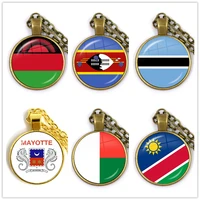 botswananamibiaswazilandmadagascarmalawimayotte nation flag necklace 25mm glass cabochon pendant for women girls gift