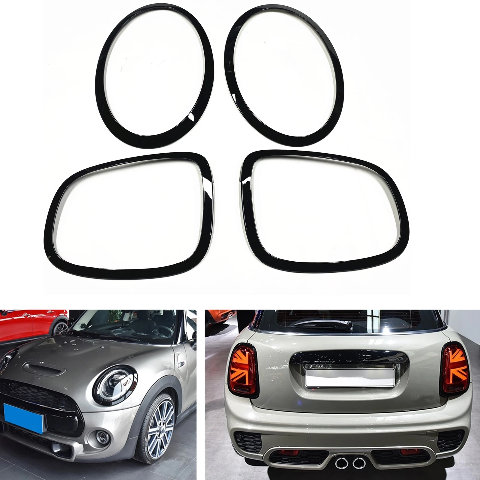 

Front Head Lamp+Rear Light Cover Frame For BMW Mini Cooper S F55 F56 F57 JCW 2014-UP Headlight Headlamp Replacement Type Trim