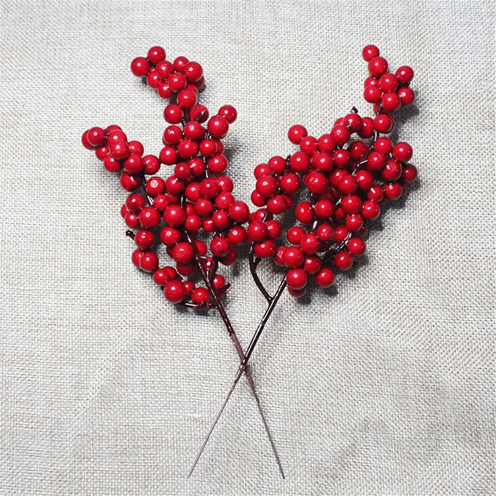 

Festivals Supplies Wedding Christmas Tree Decoration Home Red Berry Bouquet Bubble Flower Branch Artificial Pine Cone