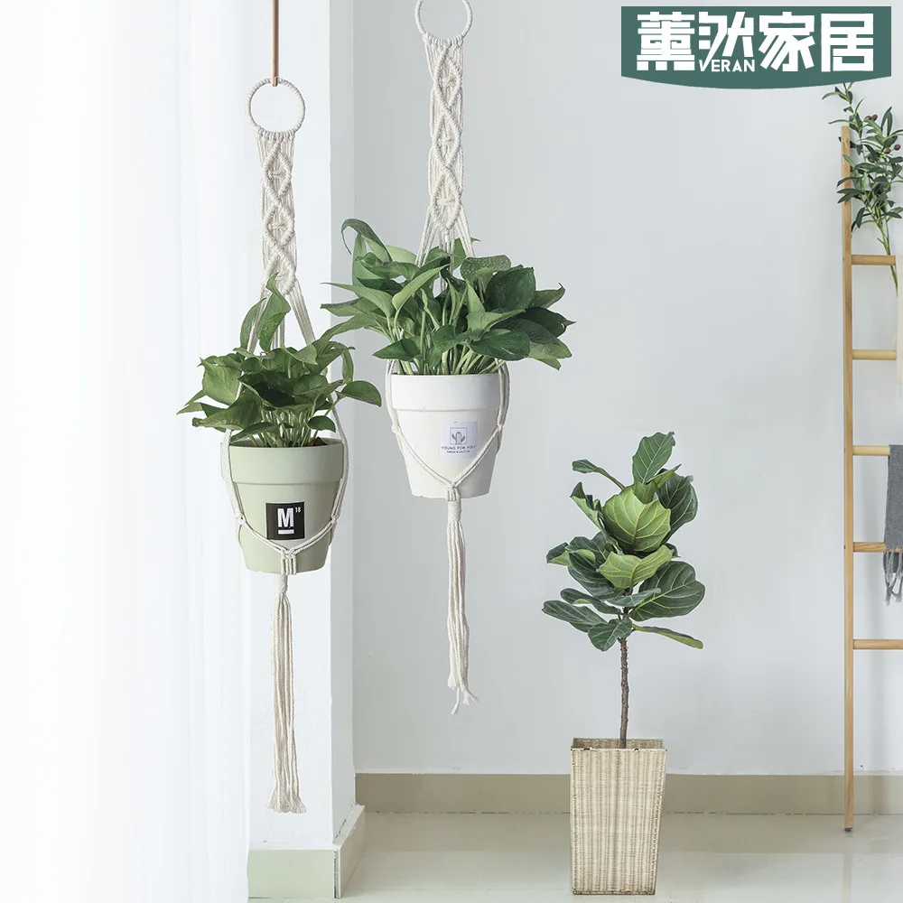 

1pcs Creative New Woven Hanging Basket Wall Hanging Indoor Mori Hanging Net Bag Ins Wind Creative Balcony Pendant