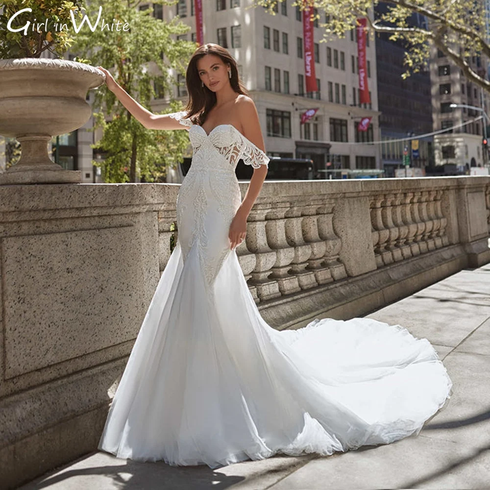

Classic Off The Shoulder Mermaid Wedding Dress Sweetheart Court Train Romantic Bridal Gowns robe de mariée vestidos de novia