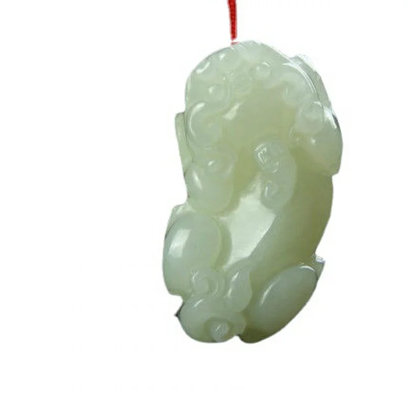 

Hetian Jade Pi Xiu Pendant　Hetian Greenish White Jade Men's and Women's Shipping Jade Pendant Delivery Certificate